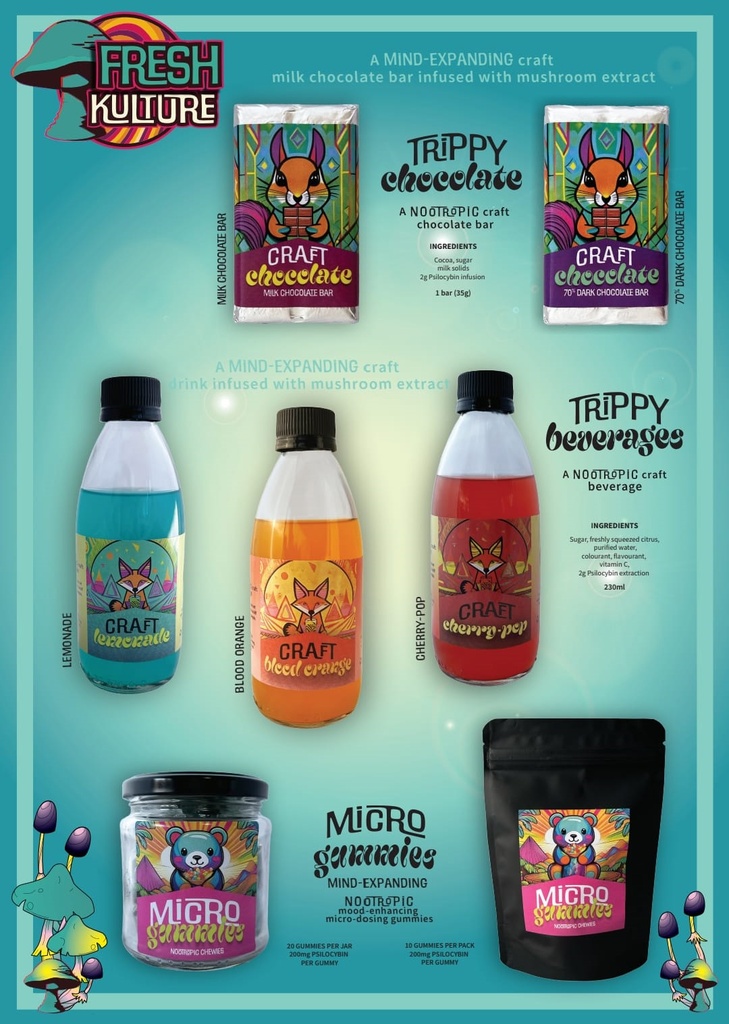 Trippy Nootropic Microdosing Gummies 2000mg (10x200mg)