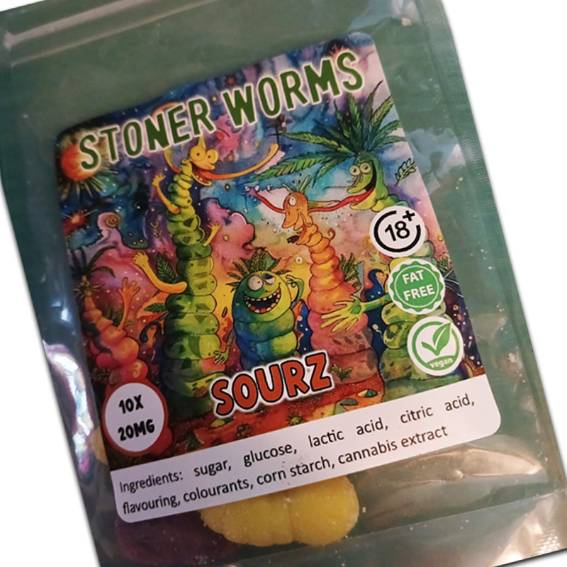 Vegan Gummies - Stoner Sour Worms 200mg (10x20mg)
