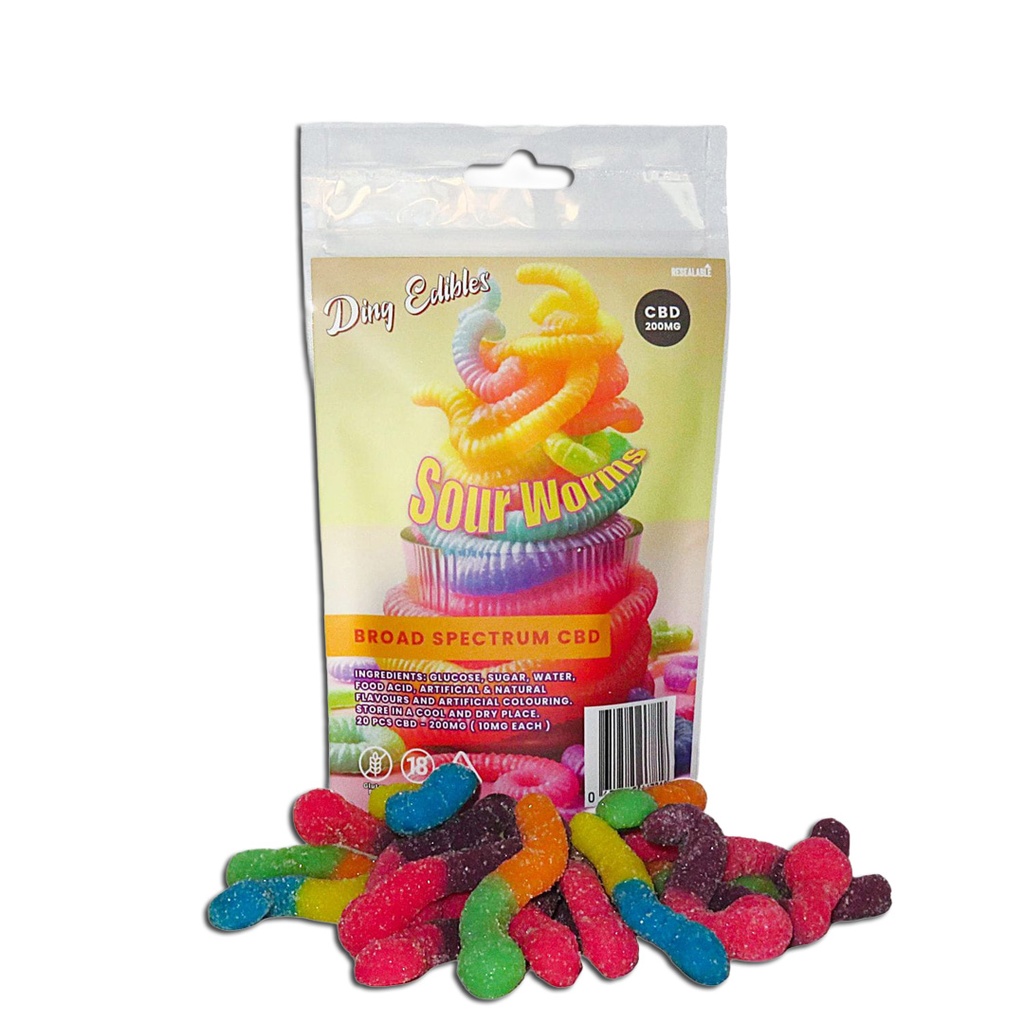 Gummies - Sour Worms 200mg (20x10mg) - CBD